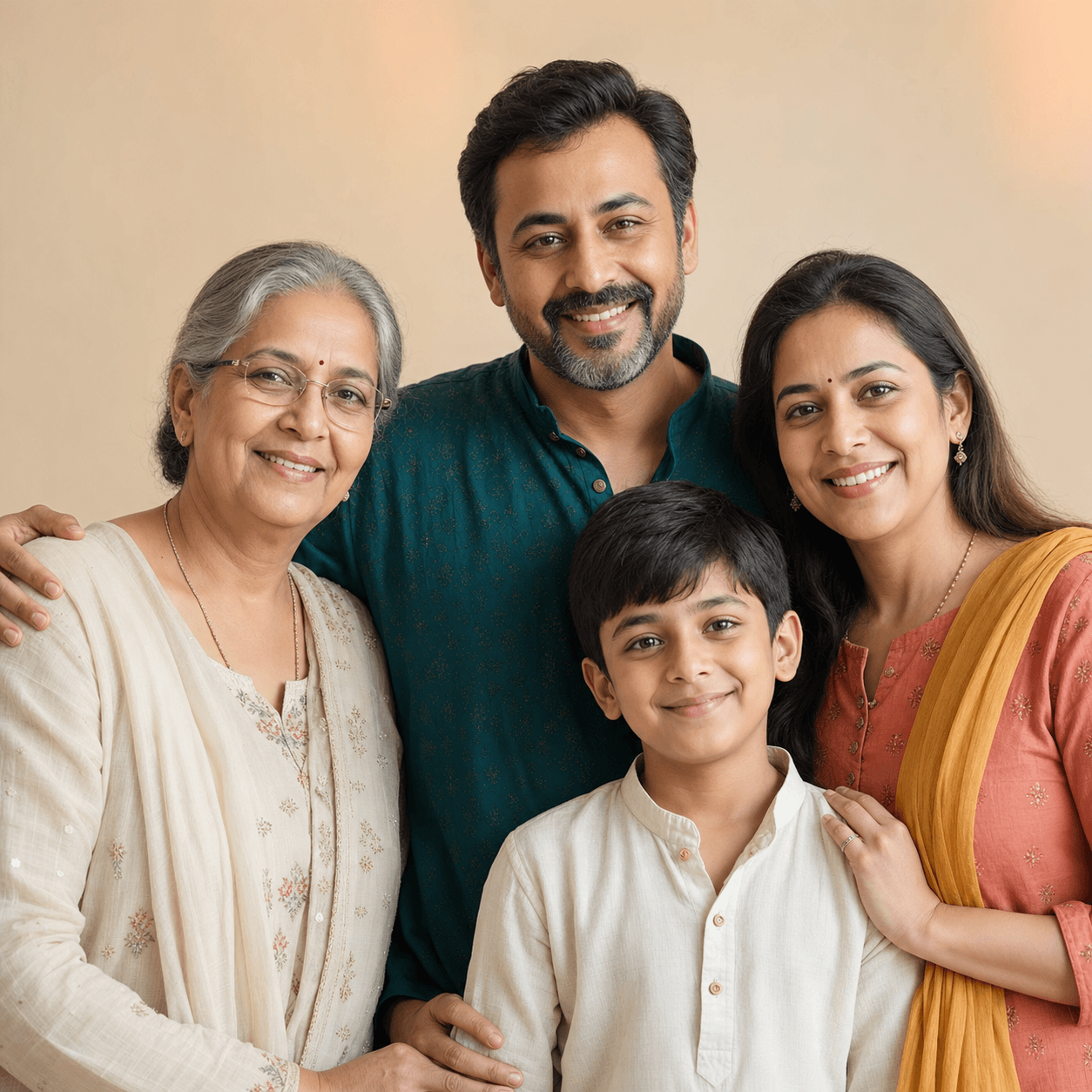 A happy multigenerational Indian family together
