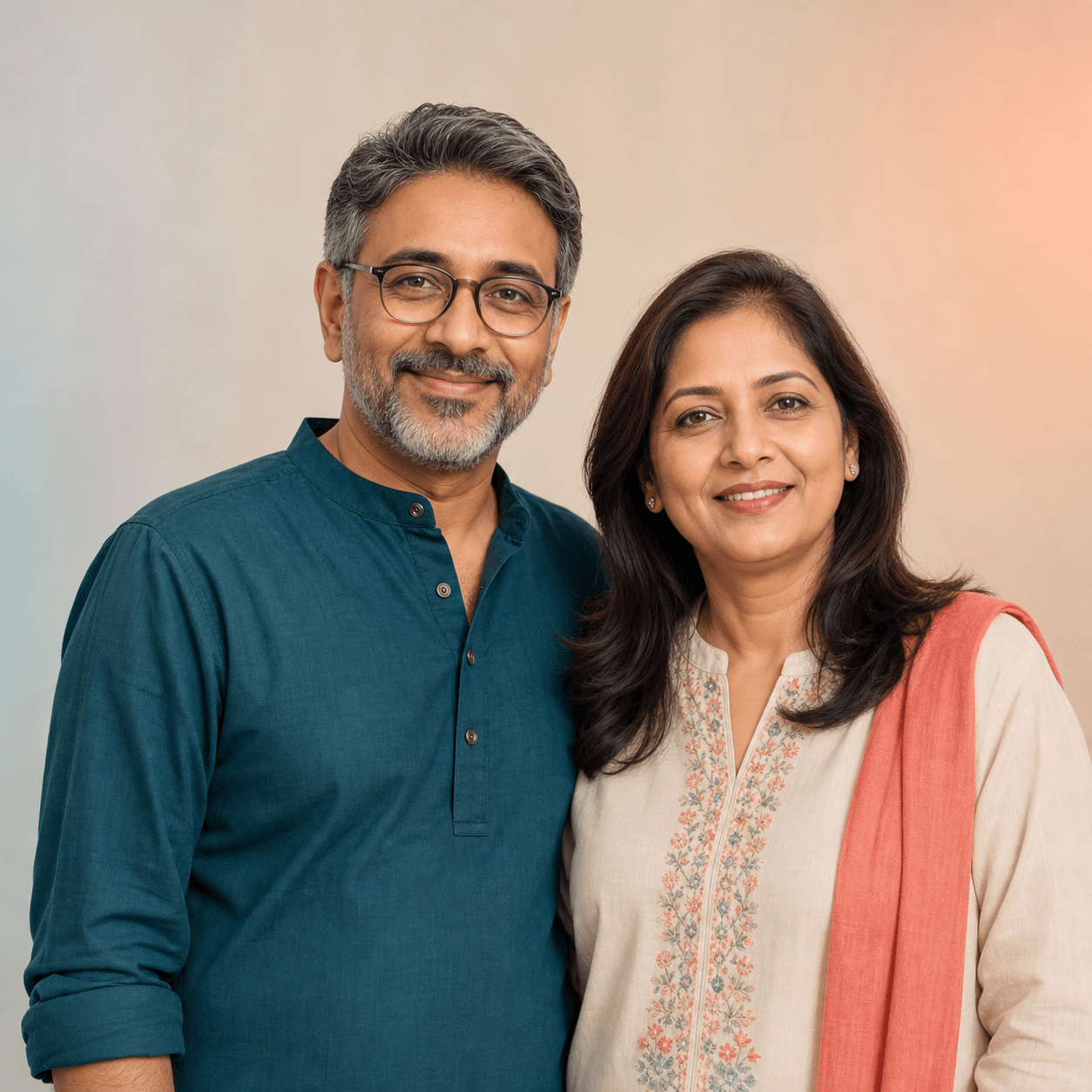 A happy middle-aged Indian couple feeling prepared and protected