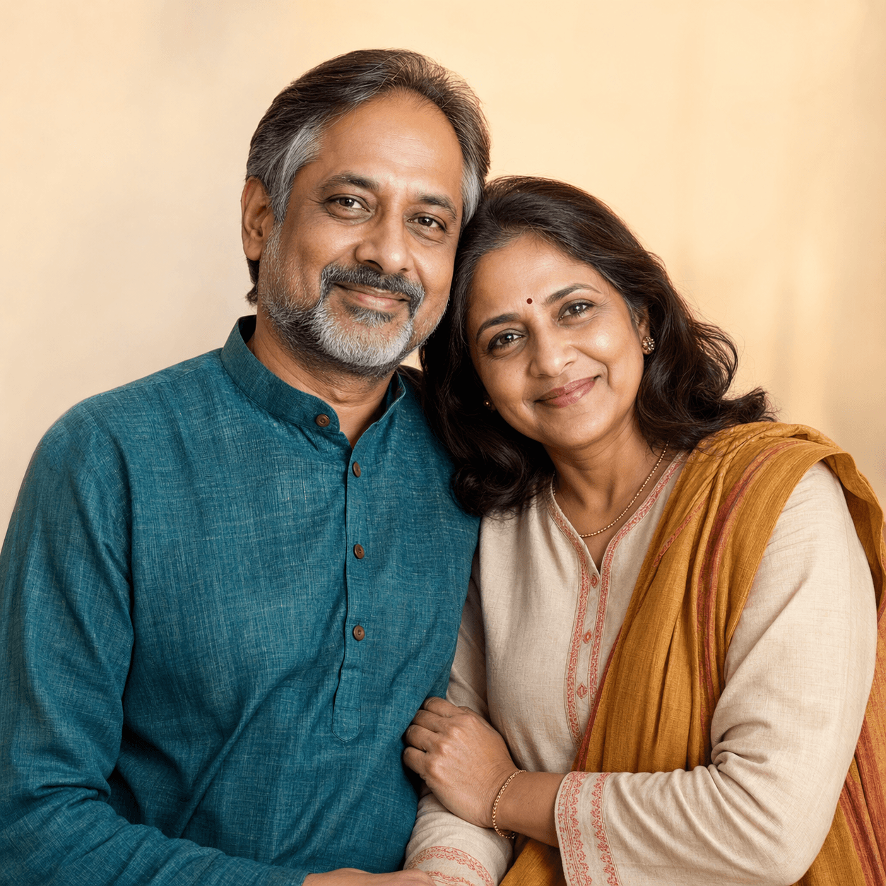 A content mature Indian couple with a long-term plan